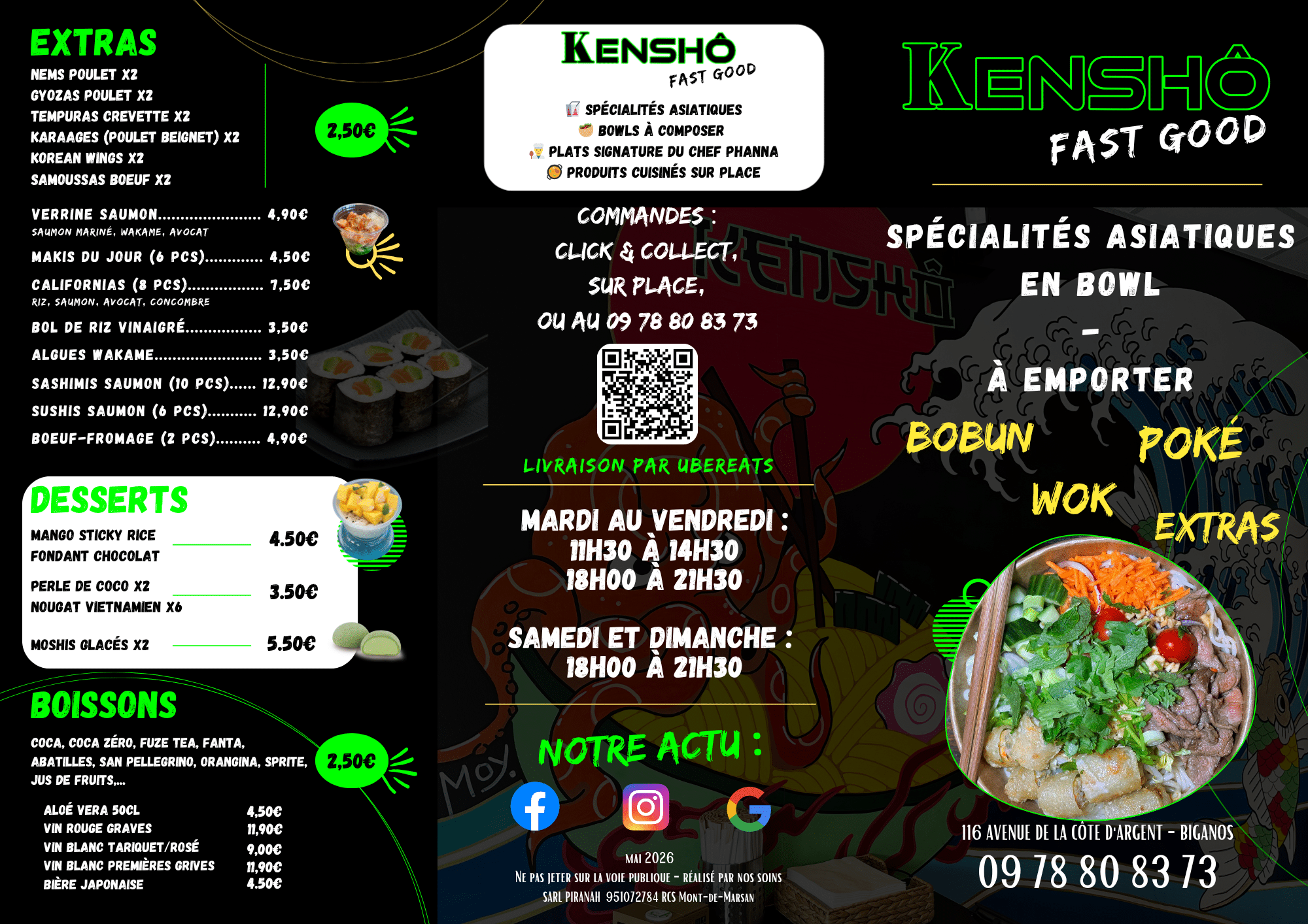 Présentation verso de la carte Kensho saison 2026-2027